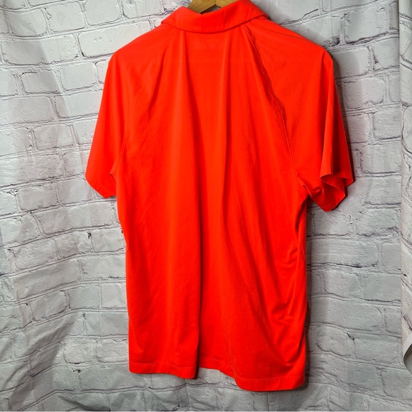 Under Armour Polo Shirt Mens Neon Orange Heat Gear Loose Fit Size Large - Picture 2 of 7